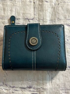 SENDEFN TEAL LEATHER WOMEN’S WALLET ZIP COIN SNAP FRONT BILL HOLDER